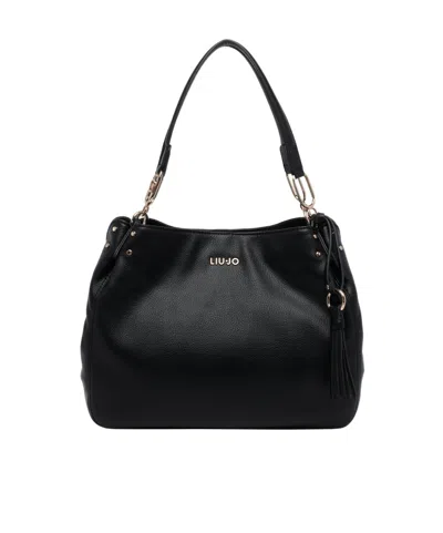 Liu •jo Liu Jo Logo Lettering Shoulder Bag In Black