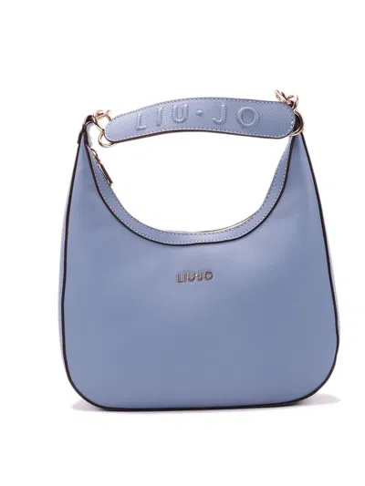 Liu •jo Logo-lettering Zipped Shoulder Bag In Blue Denim