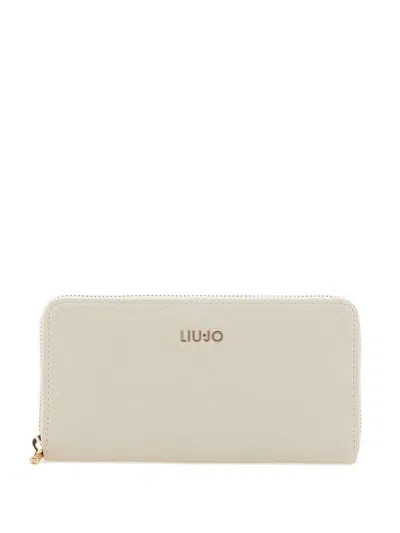 Liu •jo Logo-lettering Zipped Wallet In Neutral