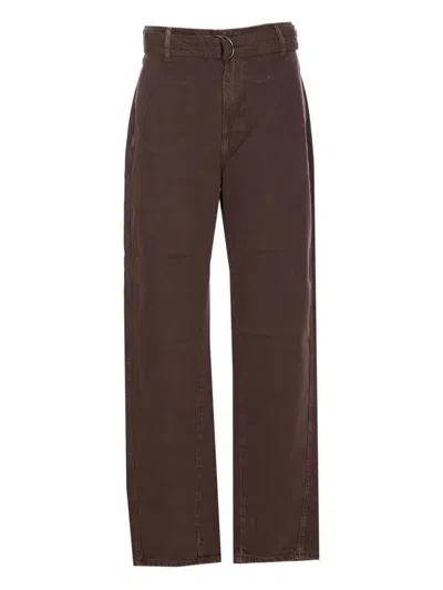 Liu •jo Logo-patch Belted Jeans In Brown