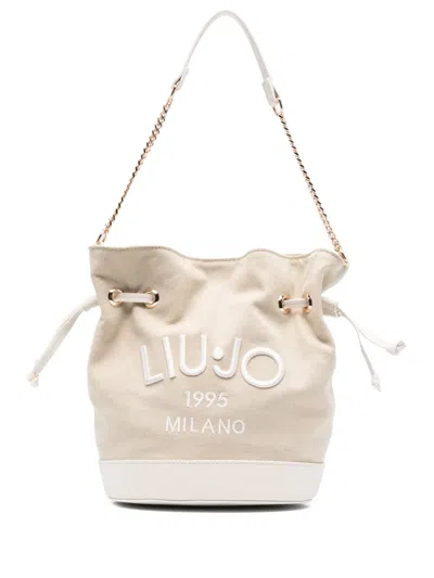 Liu •jo Logo-patch Bucket Bag In Neutrals
