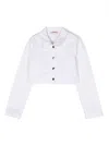 Liu •jo Logo-patch Cropped Denim Jacket In White