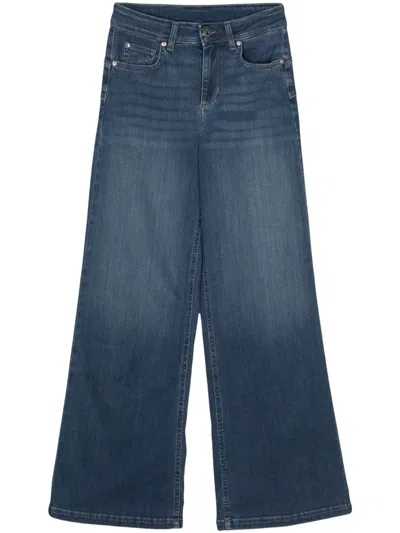 Liu •jo Logo-patch Flared Jeans In Blue