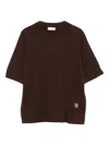 Liu •jo Logo-patch Knitted Top In Brown