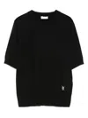 Liu •jo Logo-patch Short-sleeve Sweater In Black