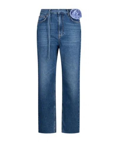 Liu •jo Liu Jo Logo Patch Straight-leg Jeans In Blue