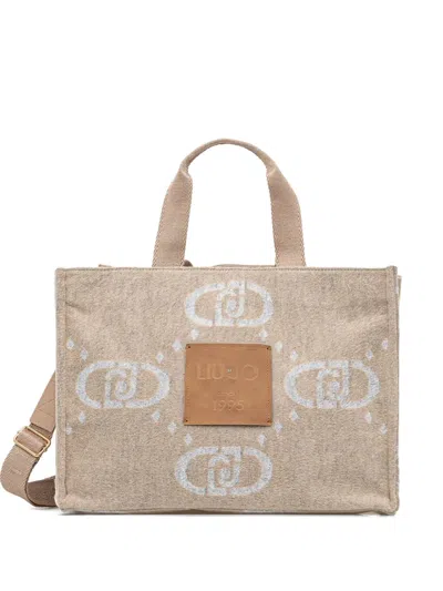 Liu •jo Logo-pattern Crossbody Bag In Neutral