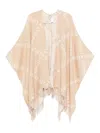 Liu •jo Logo-pattern Fringed Cape In Neutral