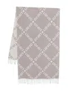 Liu •jo Logo-pattern Fringed Scarf In Gray