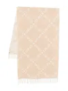 Liu •jo Logo-pattern Fringed Scarf In Orange