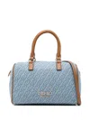 Liu •jo Logo Pattern Handle Shoulder Bag In Blue