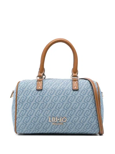 Liu •jo Logo Pattern Handle Shoulder Bag In Blue