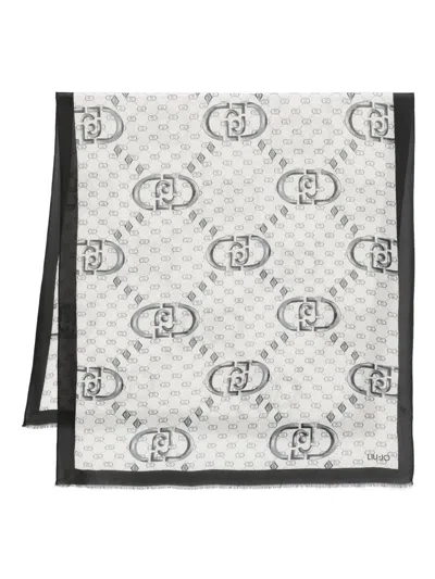 Liu •jo Logo-pattern Scarf In Black
