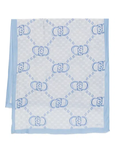 Liu •jo Logo-pattern Scarf In Blue