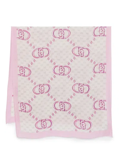 Liu •jo Logo-pattern Scarf In Pink