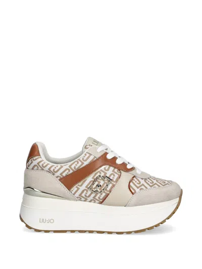 Liu •jo Logo Pattern Sneakers In Neutral