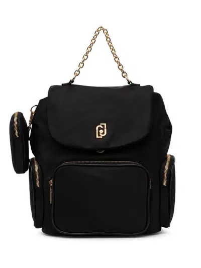 Liu •jo Logo-plaque Backpack In Black