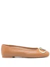 Liu •jo Logo-plaque Ballet Flats In Brown