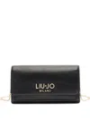 Liu •jo Logo-plaque Chain Clutch In Black