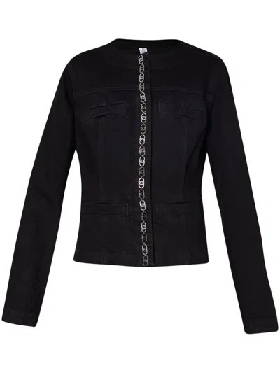 Liu •jo Logo-plaque Denim Jacket In Schwarz