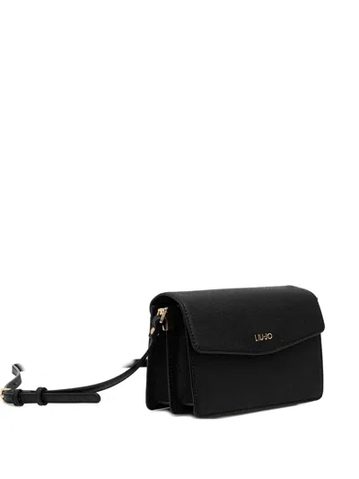 Liu •jo Logo-plaque Flap Crossbody Bag In Black