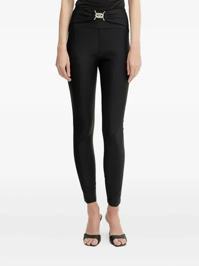 Liu •jo Logo-plaque High-waisted Trousers In Blue