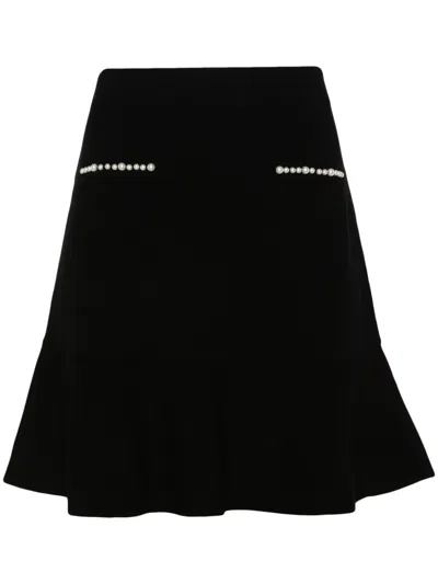Liu •jo Logo-plaque Knitted Skirt In Black