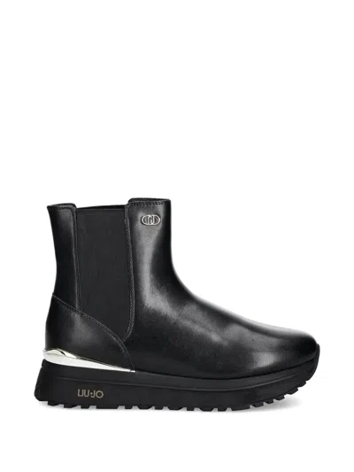 Liu •jo Logo Plaque Platform Chelsea Boots In Black