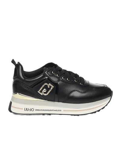 Liu •jo Liu Jo Logo Plaque Platform Sneakers In Black
