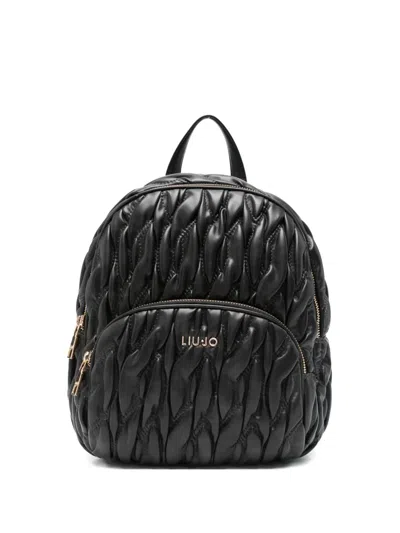 Liu •jo Logo-plaque Quilted Backpack In Black