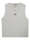 Liu •jo Logo-plaque Ribbed Top In Gray