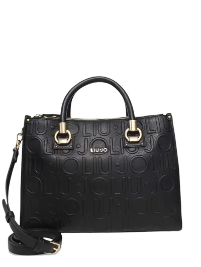 Liu •jo Logo-plaque Satchel In Black
