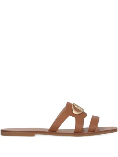 Liu •jo Logo-plaque Strap Sandal In Brown