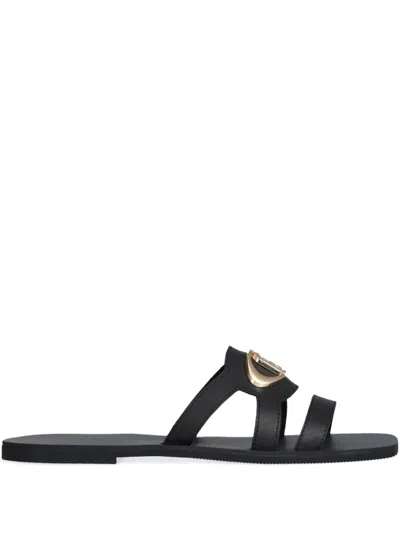 Liu •jo Logo-plaque Strap Sandals In Black