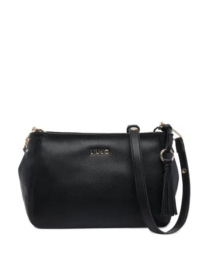Liu •jo Logo-plaque Tassel Shoulder Bag In Black