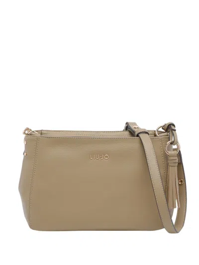 Liu •jo Logo-plaque Tassel Shoulder Bag In Nude
