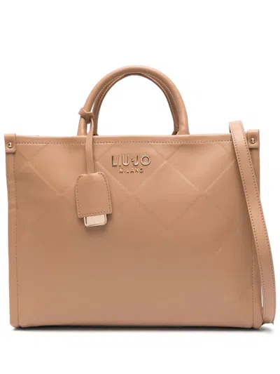 Liu •jo Logo-plaque Tote Bag In Brown