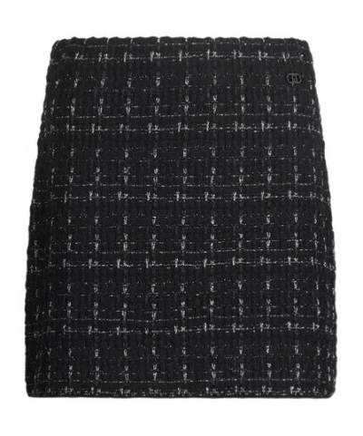 Liu •jo Liu Jo Logo Plaque Tweed Mini Skirt In Black