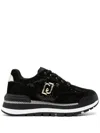 Liu •jo Logo-plaque Velvet Trainers In Black