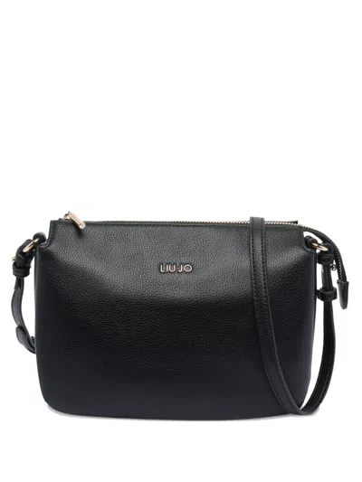 Liu •jo Logo-plaque Zip-closure Crossbody Bag In Black