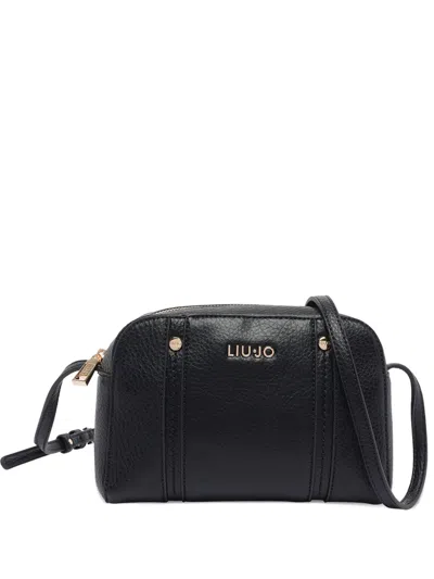 Liu •jo Logo-plaque Zip-closure Shoulder Bag In Black