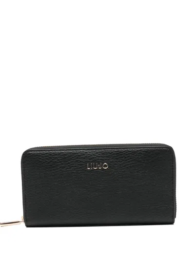 Liu •jo Logo-plaque Zip Wallet In Black