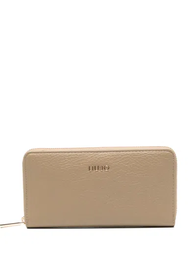 Liu •jo Logo-plaque Zip Wallet In Neutral