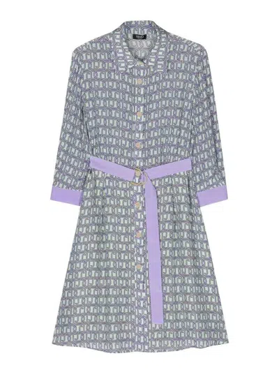 Liu •jo Logo-print Silk Midi Dress In Purple