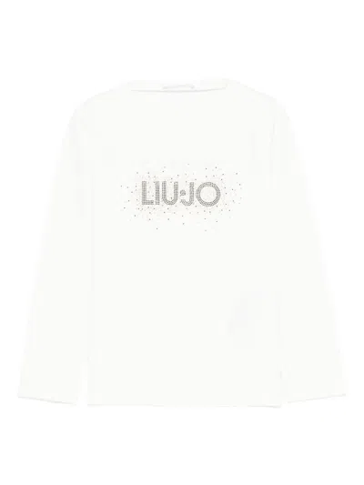 Liu •jo Kids' Logo-print Long-sleeve T-shirt In White