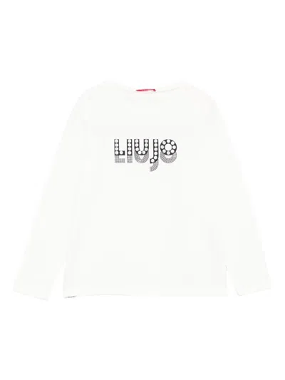 Liu •jo Kids' Logo-print Long-sleeve T-shirt In White