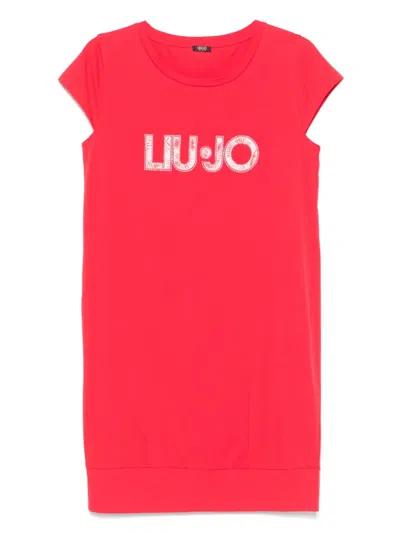 Liu •jo Logo-print Mini Dress In Red