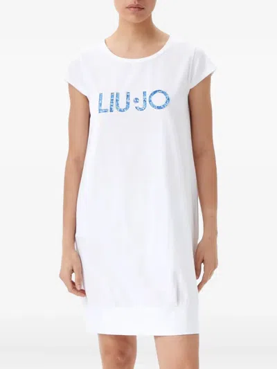 Liu •jo Logo-print Mini Dress In White