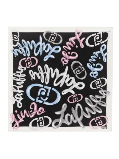 Liu •jo Logo-print Scarf In Black