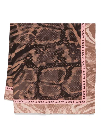 Liu •jo Schal Mit Logo-print In Braun
